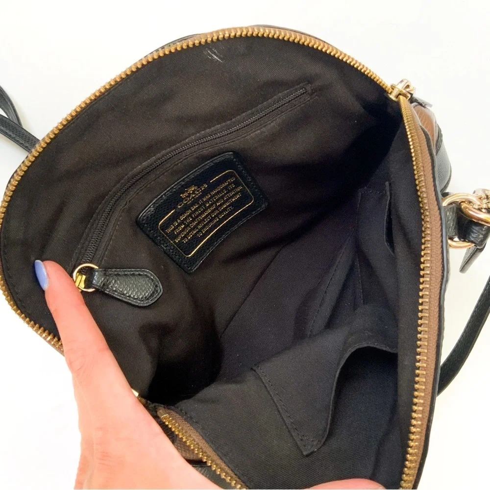 Coach Dome Satchel Brown Black Metallic Crossbody Bag F36054 - Picture 4 of 9